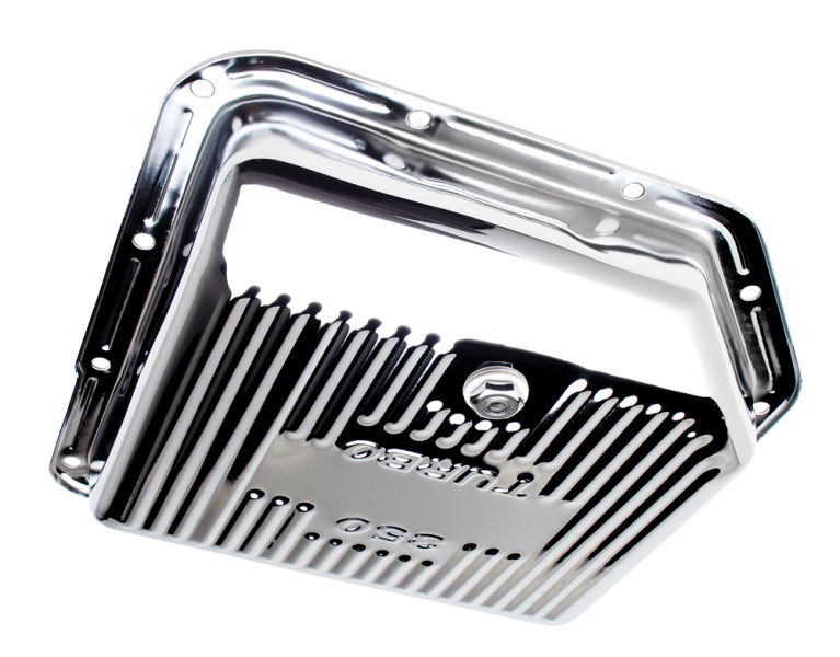 RTS Transmission Pan, Stock Depth, Steel Ribbed, Chrome, GM Chev Holden, TH350, Each - RTS70120CH