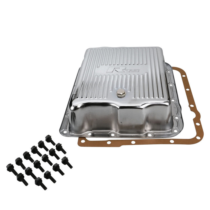 RTS Transmission Pan, Extra Capacity, Steel, Ribbed Chrome, GM Chev Holden, Commodore, 700R4, 4L60, 4L60E, 4L65E, Each - RTS70800CH