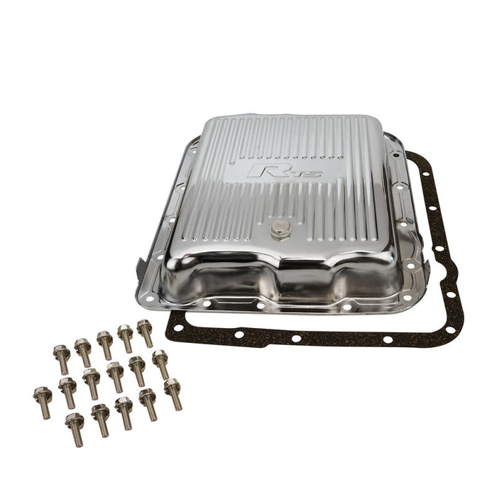 RTS Transmission Pan, Stock Depth, Steel, Ribbed Chrome, GM Chev Holden, Commodore, 700R4, 4L60, 4L60E, Each - RTS70820CH