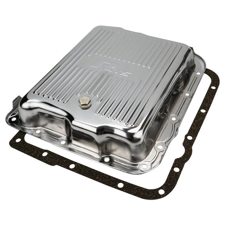 RTS Transmission Pan, Stock Depth, Steel, Ribbed Chrome, GM Chev Holden, Commodore, 700R4, 4L60, 4L60E, Each - RTS70820CH RTS70820CH