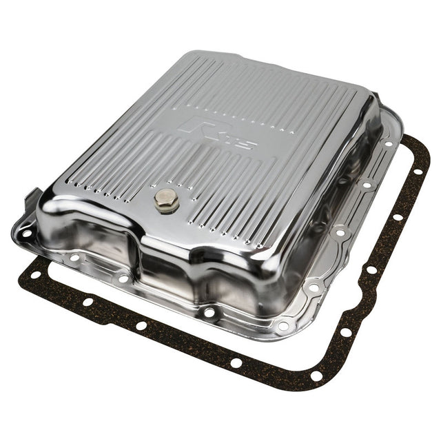 RTS Transmission Pan, Stock Depth, Steel, Ribbed Chrome, GM Chev Holden, Commodore, 700R4, 4L60, 4L60E, Each - RTS70820CH RTS70820CH