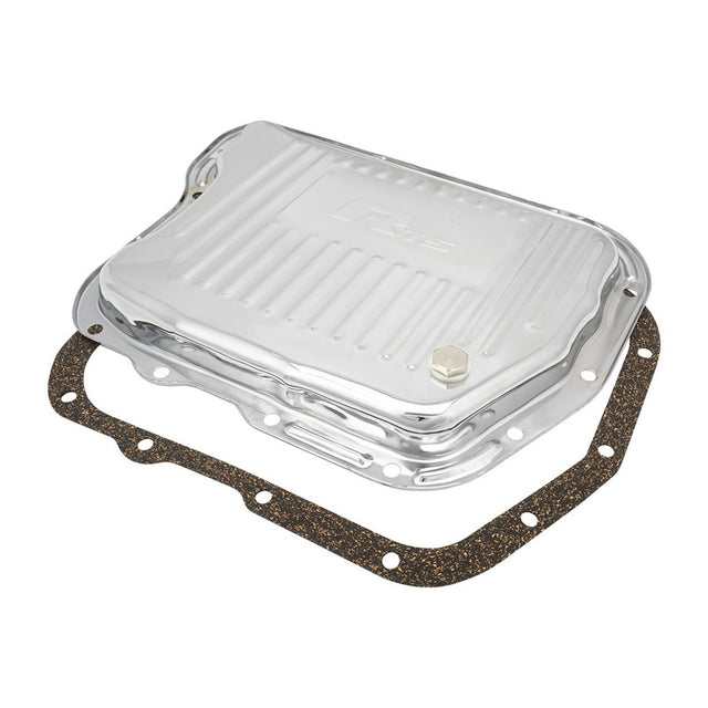 RTS Transmission Pan, Stock Depth, Steel, Ribbed Chrome, For Chrysler, Torqueflite A-727, Each - RTS70920CH RTS70920CH