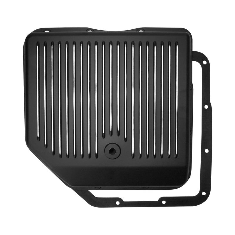 RTS Transmission Pan, Cast Aluminium, Stock Depth Black, Machined Finned, Chev For Holden TH350 - RTS80200BK
