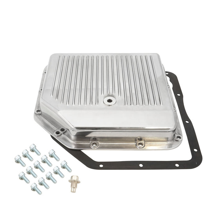 RTS Transmission Pan, Stock Depth, Cast Aluminium, Polished, Finned, Chev For Holden TH350, Each - RTS80200P