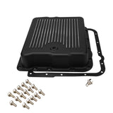 RTS Transmission Pan, Stock Depth, 700R4, 4L60,4L65E, Cast Aluminium Black, Machined Finned, Chev, Holden Commodore, Each - RTS80800BK