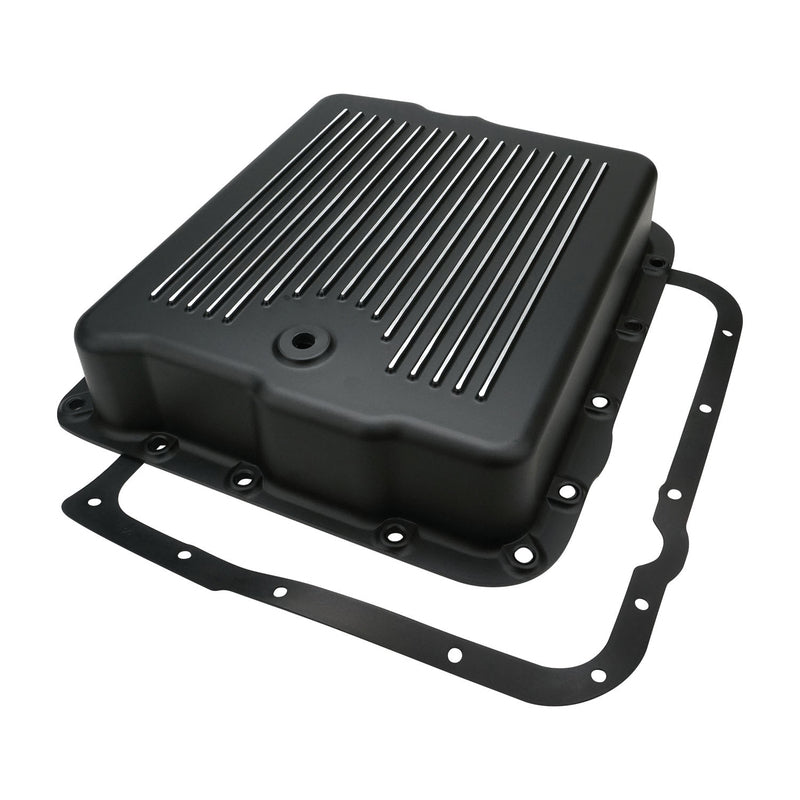 RTS Transmission Pan, Extra Capacity, Cast Aluminium, Black/Machined Finned, Chev, Holden Commodore, 700R4, 4L60 , Each - RTS80820BK RTS80820BK