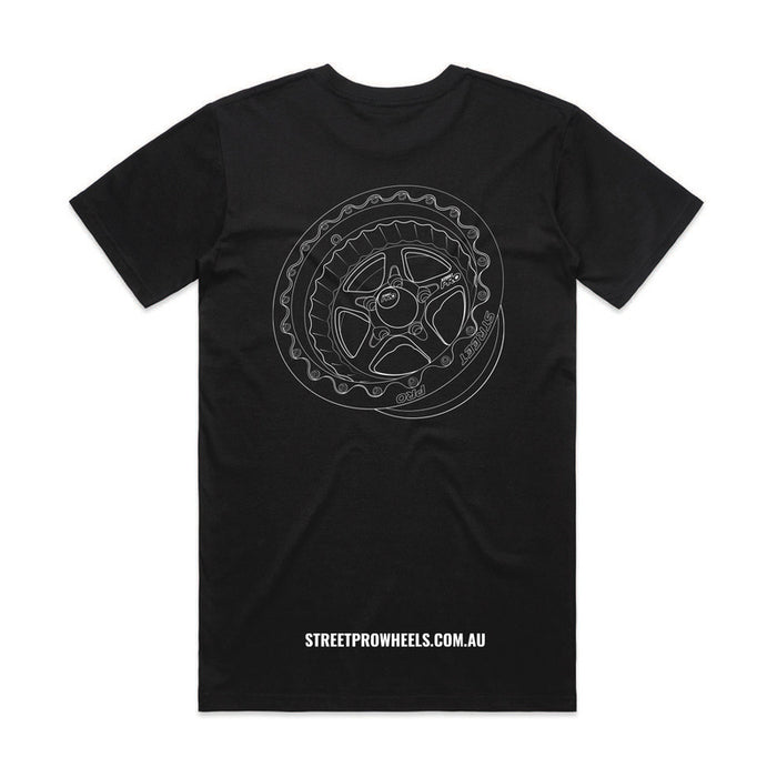 Street Pro Wheels T-Shirt, Black, Cotton, Medium - STP-TSHIRT-M