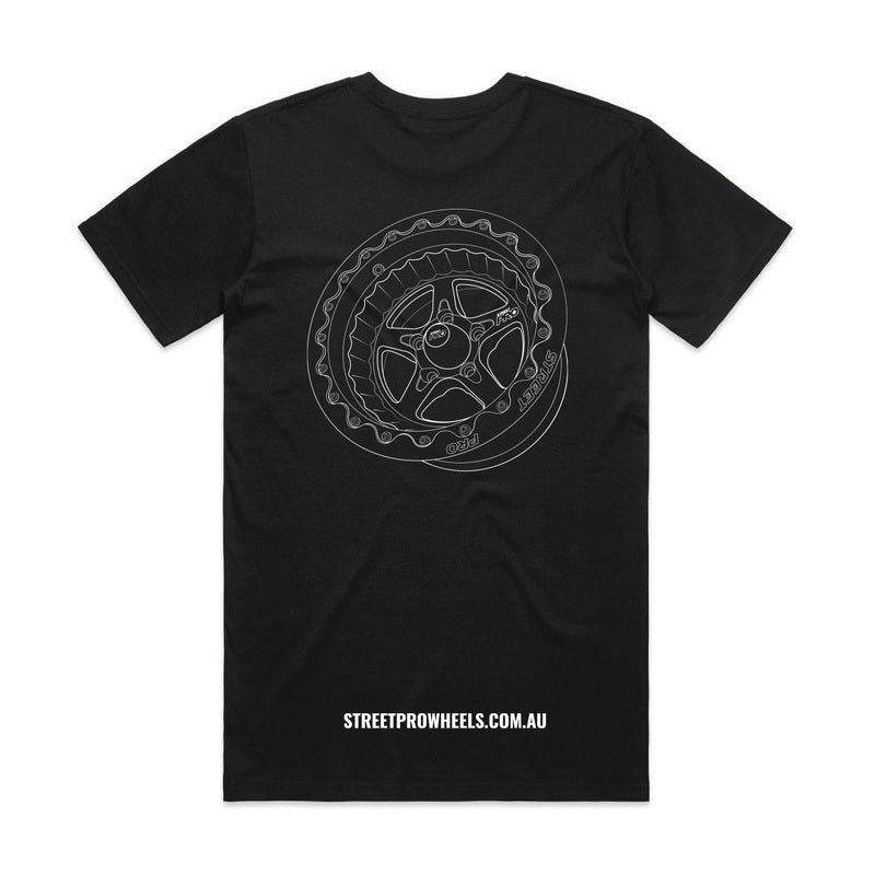 Street Pro Wheels T-Shirt, Black, Cotton, XXXXL - STP-TSHIRT-XXXXL STP-TSHIRT-XXXXL