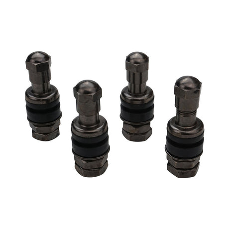 Street Pro Wheels Valve Stems, Tall-Style, Suit all 002/005/007/009 Wheels, Small Valve Hole (11mm), Black, Bolt-On, Set of 4 - STP-VS2913-BK STP-VS2913-BK