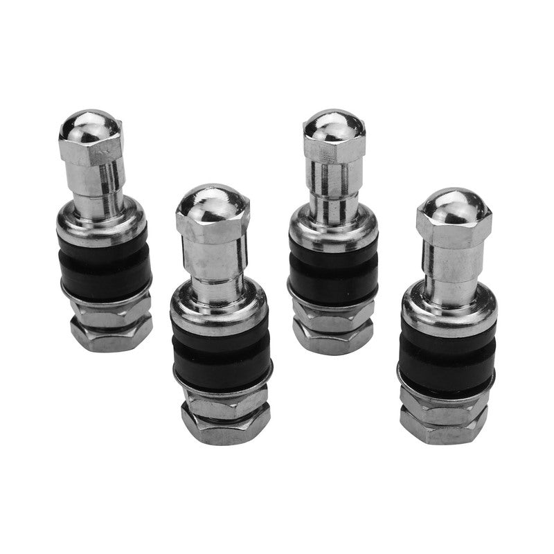 Street Pro Wheels Valve Stems, Tall-Style, Suit all 002/005/007/009 Wheels, Small Valve Hole (11mm), Chrome, Bolt-On, Set of 4 - STP-VS2913 STP-VS2913