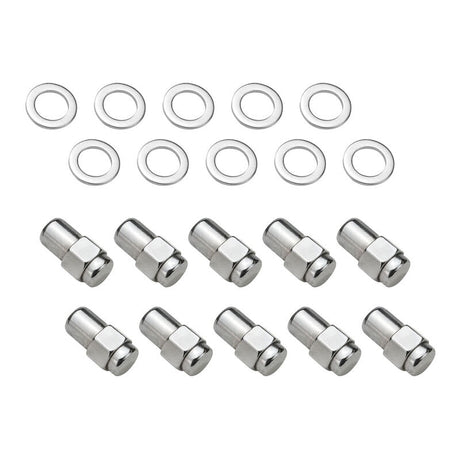 Wheel Lug Nut Kit,, Chrome Dome Medium Mag, Length 1.38, 1/2, 0.55 Shank, Set of 10 - STP-WN5100K10-CHM STP-WN5100K10-CHM
