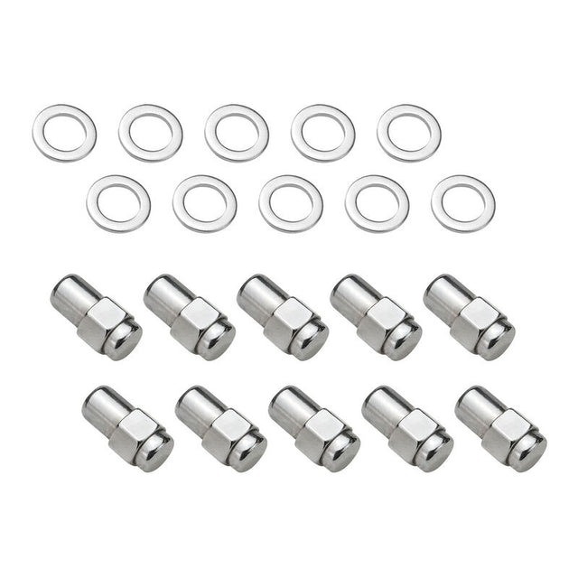 Wheel Lug Nut Kit,, Chrome Dome Medium Mag, Length 1.38, 1/2, 0.55 Shank, Set of 10 - STP-WN5100K10-CHM STP-WN5100K10-CHM