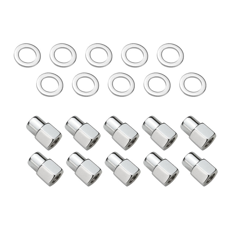 Wheel Lug Nut Kit,, Chrome Open End, Medium Mag, Length 1.38, 7/16, 0.55 Shank, Set of 10 - STP-WN5102K10-CHM-OP STP-WN5102K10-CHM-OP