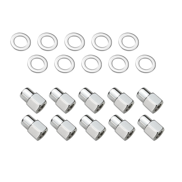 Wheel Lug Nut Kit,, Chrome Open End, Medium Mag, Length 1.38, 7/16, 0.55 Shank, Set of 10 - STP-WN5102K10-CHM-OP STP-WN5102K10-CHM-OP