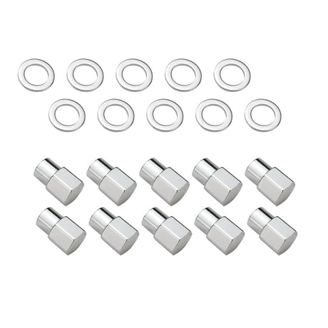 Wheel Lug Nut Kit,, Chrome Dome Medium Mag, Length 1.38, 7/16, 0.55 Shank, Set of 10 - STP-WN5102K10-CHM STP-WN5102K10-CHM