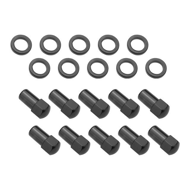 Wheel Lug Nut Kit Black, Street Pro 007 Dome head, length 1.70, 1/2, 1.00 inch shank, Set of 10 - STP-WN5110K10-BLK STP-WN5110K10-BLK