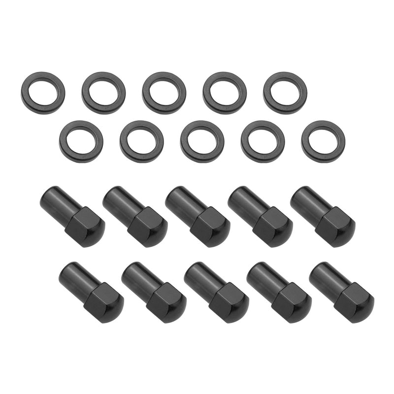 Wheel Lug Nut Kit Black, Street Pro 007 Dome head, length 1.70, 7/16, 1.00 inch shank, Set of 10 - STP-WN5112K10-BLK STP-WN5112K10-BLK