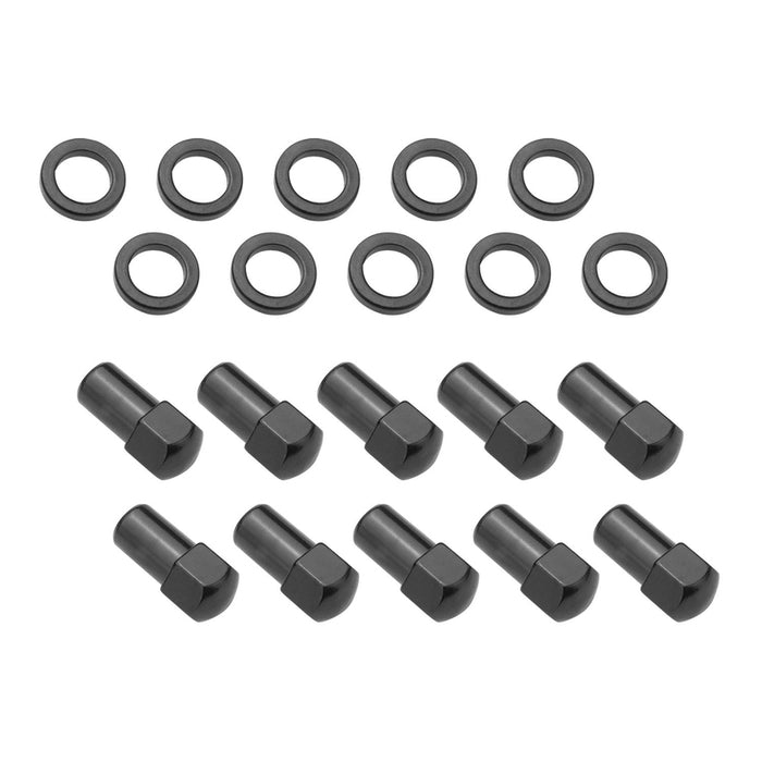 Wheel Lug Nut Kit Black, Street Pro 007 Dome head, length 1.70, M12 x 1.5, 1.00 inch shank, Set of 10 - STP-WN5115K10-BLK