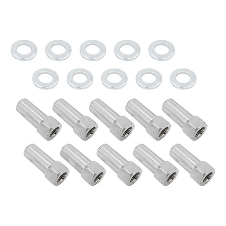 Wheel Lug Nut Kit, Chrome, Cragar, Weld, SST Open End Mag, Length, 1.91, 1/2', 1.380 inch Shank, Set of 10 - STP-WN5120K10-CHM-OP STP-WN5120K10-CHM-OP