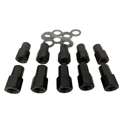 Street Pro Wheel Lug Nut Kit, Black Suits 002 / 005 Street Pro Mag Wheel, Open End, Length 1.46, 1/2, .775 Shank, With .119 Washers, Set of 10 - STP-WN5200K10-BLK-O STP-WN5200K10-BLK-O