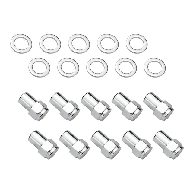 Street Pro Wheel Lug Nut Kit, Chrome, Suits 002 / 005 Street Pro Mag Wheel, Length 1.527 Total Length, 1/2, .775 shank, With .119 Washers, Set of 10 - STP-WN5200K10-CHM STP-WN5200K10-CHM