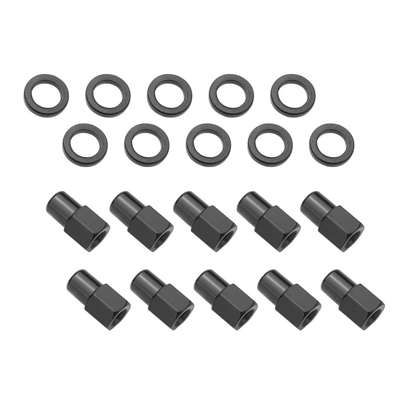 Wheel Lug Nut Kit, Black 002 Streetpro Open End Mag, Length 1.46, 7/16, .700 shank, Set of 10 - STP-WN5202K10-BLK-O STP-WN5202K10-BLK-O