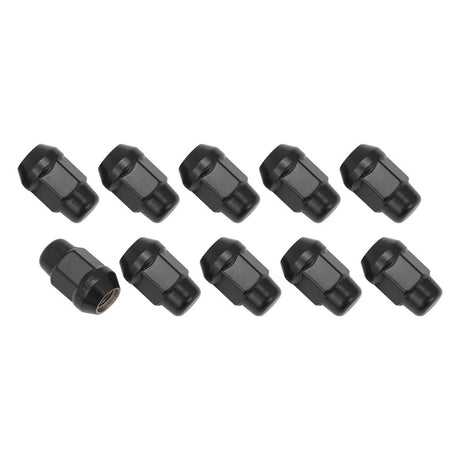 Wheel Lug Nut Kit, Black, Acorn Bulge, length 1.42, M12 x 1.50, Set of 10 - STP-WN5405K10-BLK STP-WN5405K10-BLK