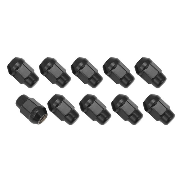 Wheel Lug Nut Kit, Black, Acorn Bulge, length 1.42, M12 x 1.50, Set of 10 - STP-WN5405K10-BLK STP-WN5405K10-BLK