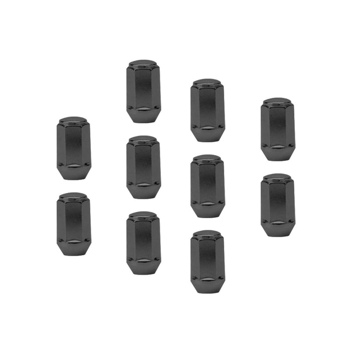 Wheel Lug Nut Kit Black, Acorn Bulge, length 1.42, 7/16 inch, Set of 10 - STP-WN5452K10-BLK