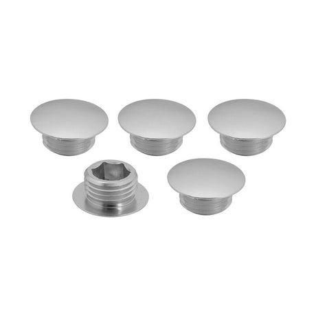 Street Pro Wheel Lug Nut Block Off Caps, 1/2''-20, Billet Aluminium, Silver, Set of 5 - STP-WN6-BO1-SIL STP-WN6-BO1-SIL