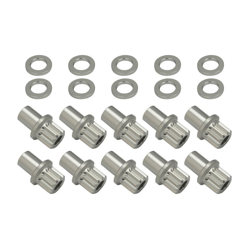 Street Pro Wheel Lug Nut & Washer Kit, 1/2''-20 Open, Cold Forged Billet Aluminium, 0.850" Shank, Silver, Set of 10 - STP-WN6000K10-SIL-O STP-WN6000K10-SIL-O