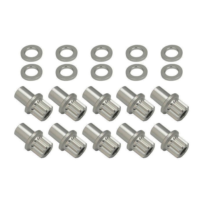 Street Pro Wheel Lug Nut & Washer Kit, 1/2''-20 Open, 12-Point Billet Aluminium, 0.850" Shank, Silver, Set of 10 - STP-WN6000K10-SIL-O