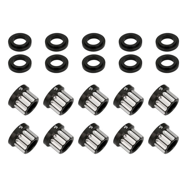 Street Pro Wheel Nut & Washer Kit, 5/8''-18, Cold Forged Billet Aluminium, Black Milled, 12-Point, Set of 10 - STP-WN6500K10-BLK STP-WN6500K10-BLK