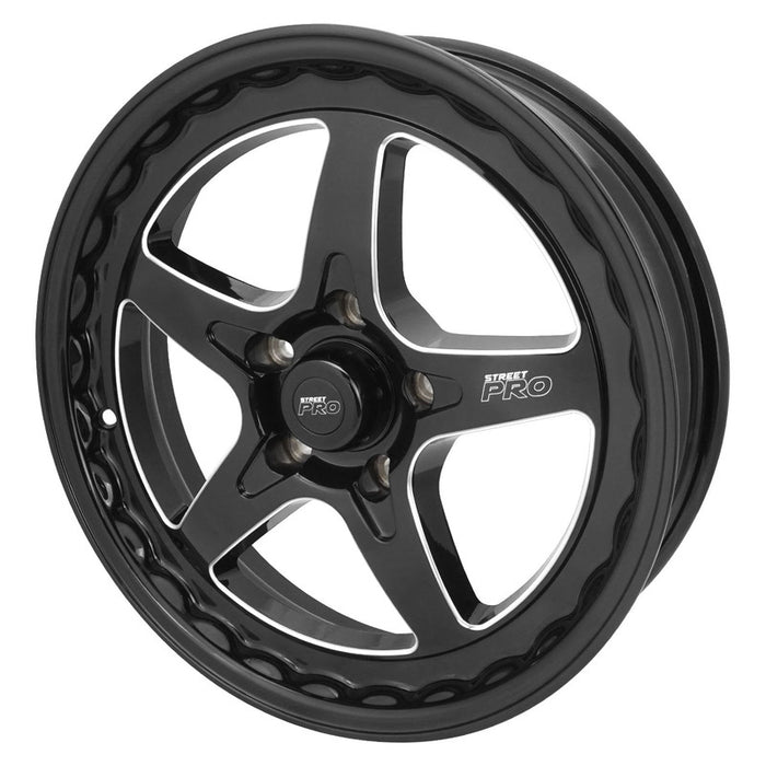 Street Pro ll V Convo Pro Wheel Black 17x4.5 in. For Holden Commodore Bolt Circle 5 x 120mm (0) 2.75 in. Back Space - STP002-174500COM-BK