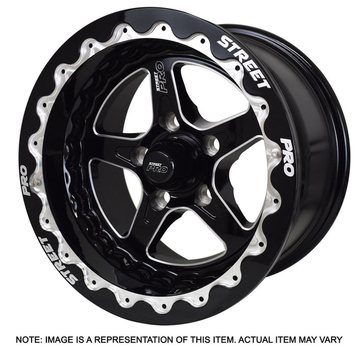 Street Pro ll Convo Pro Wheel Black Bead Lock Style 15x10' For Holden For Chevrolet Bolt Circle 5 x 4.75' (-25) 4.50' Back Space - STP002-BL151000-BK