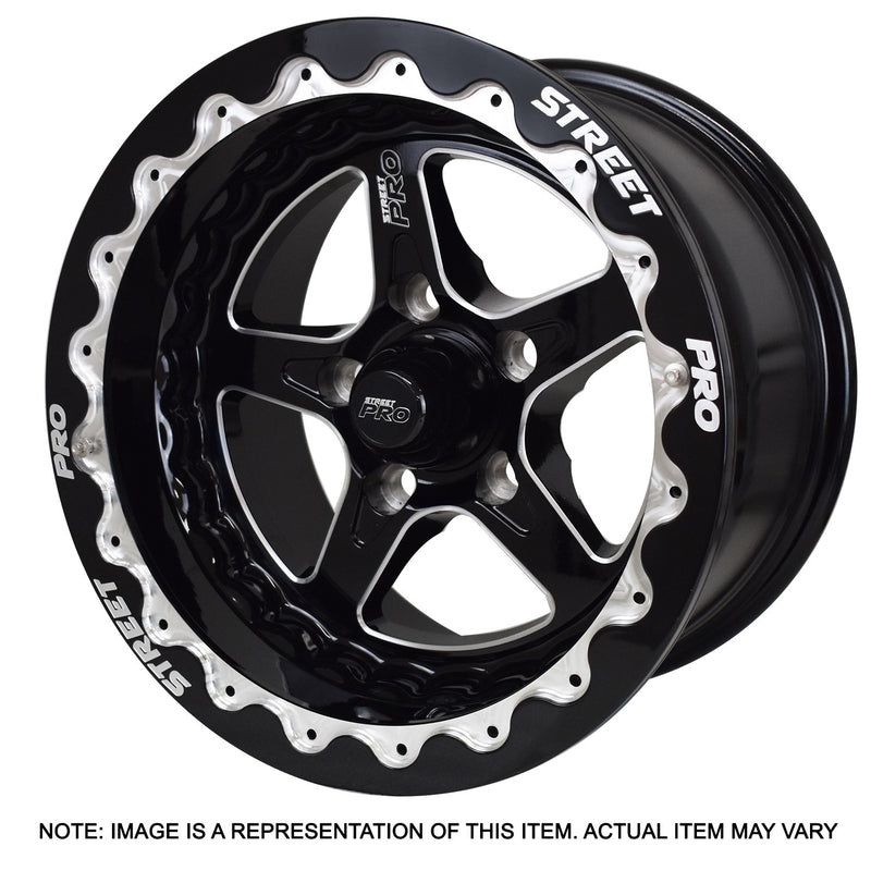 Street Pro ll Convo Pro Wheel Black Bead Lock Style 15x8.5' For Ford Bolt Circle 5x 4.50', (-32) 3.50' Back Space - STP002-BL158000F-BK STP002-BL158000F-BK