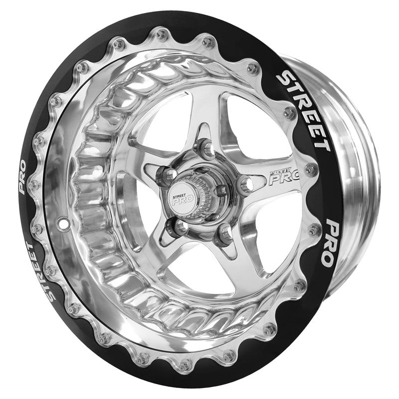 Street Pro ll Convo Pro Wheel Polished, Black Machined Bead Lock Style 15x8.5' For Ford Bolt Circle 5x 4.50', (-32) 3.50' Back Space - STP002-BL158000F-POL STP002-BL158000F-POL