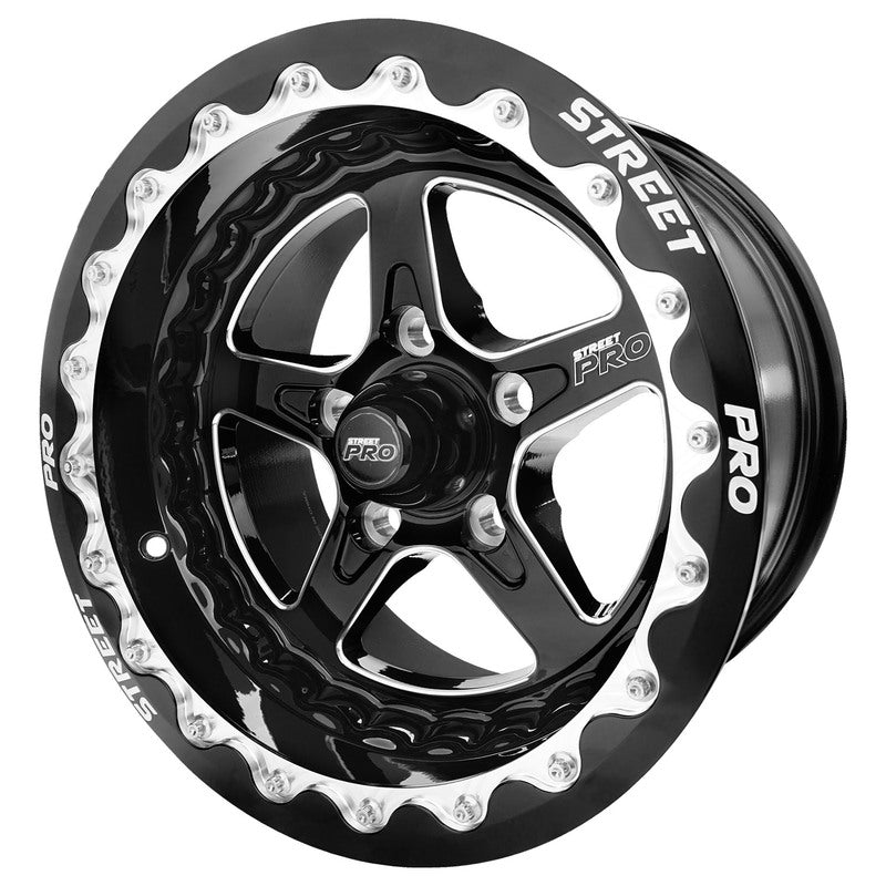 Street Pro ll Convo Pro Wheel Black Bead Lock Style 15x8.5' For Holden For Chevrolet Bolt Circle 5 x 4.75'(6) 5.0' Back Space - STP002-BL158001-BK STP002-BL158001-BK