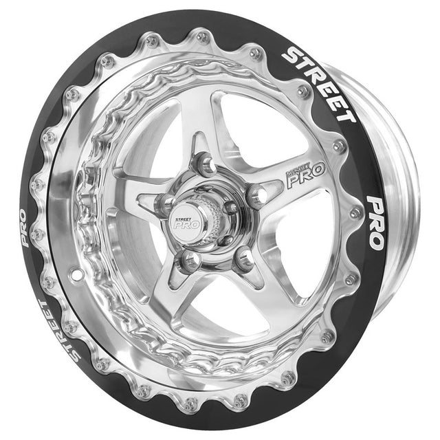 Street Pro ll Convo Pro Wheel Polished, Black Machined Bead Lock Style 15x8.5' For Ford Bolt Circle 5x 4.50', (6) 5.0' Back Space - STP002-BL158001F-POL STP002-BL158001F-POL