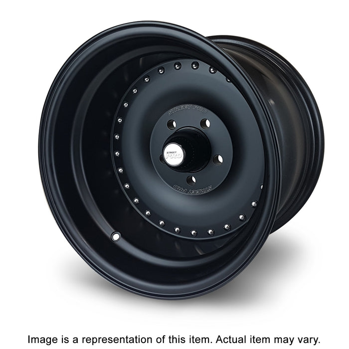 Street Pro 007 Series Wheel Blk 15x4' For Holden For Chevrolet 5 x 4.75' Bolt Circle (-13) 2.0' Back Space - STP007-154000-BK