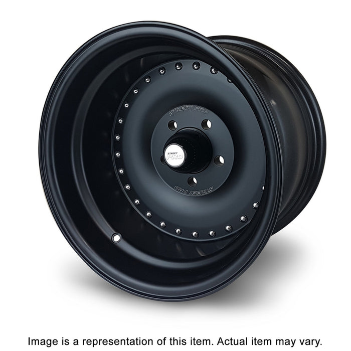 Street Pro 007 Series Wheel Blk 15x6' For Holden For Chevrolet 5 x 4.75' Bolt Circle (0)3.5' Back Space - STP007-156000-BK