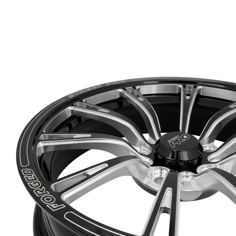 Street Pro 009 Series Forged Wheel, Front 17x4.5'' / 2.25'' Backspace (-13) / 5x120mm Bolt Circle Holden, Gloss Black Milled, Each - STP009-174500COM-BK