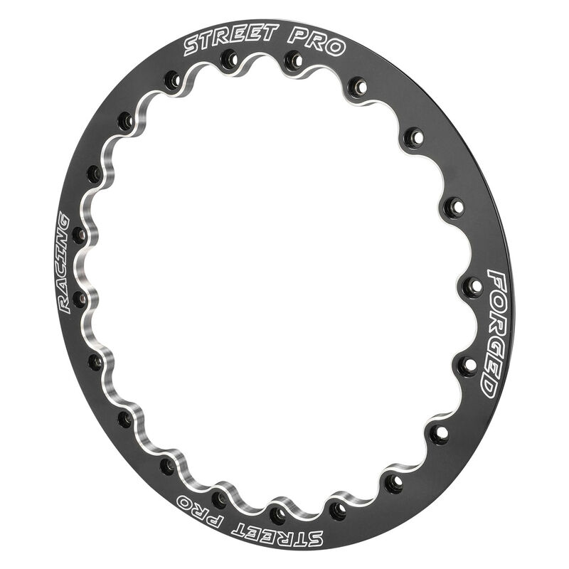 Street Pro 009 Series Rear Beadlock Ring 15'', Gloss Black Milled, Billet Aluminium, Each - STP009-BL001-BK STP009-BL001-BK