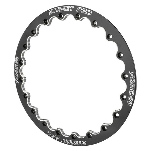 Street Pro 009 Series Rear Beadlock Ring 15'', Gloss Black Milled, Billet Aluminium, Each - STP009-BL001-BK STP009-BL001-BK