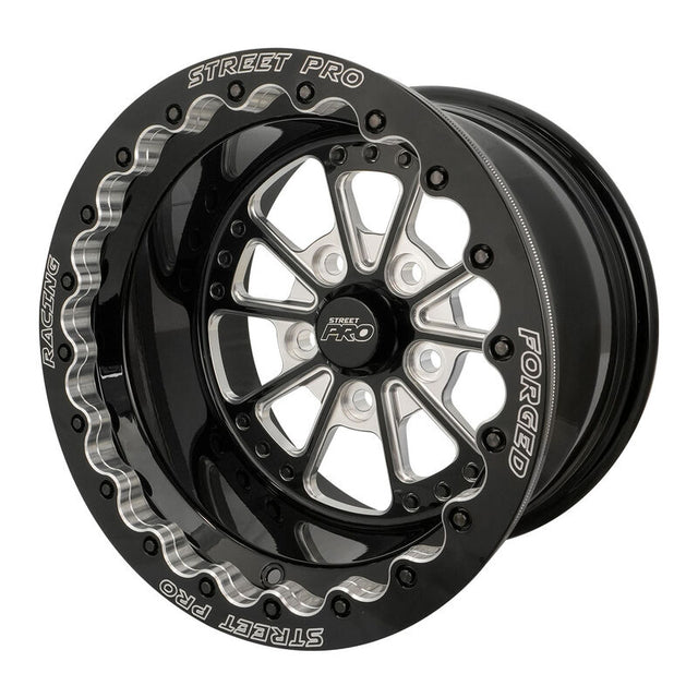 Street Pro 009 Series Forged Wheel, Rear Beadlock 15x10'' / 4.50'' Backspace (-25) / 5x4.75" Bolt Circle Chevrolet, Gloss Black Milled - STP009-BL151000-BK STP009-BL151000-BK