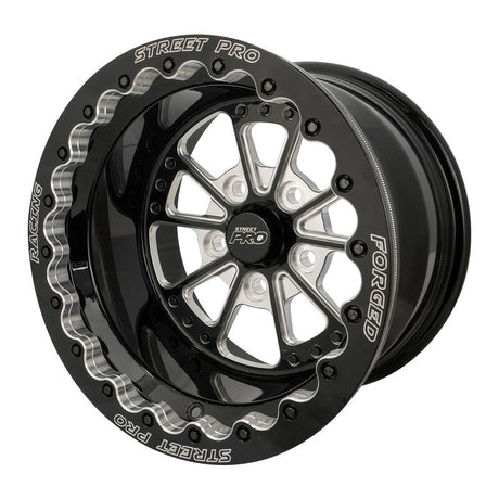Street Pro 009 Series Forged Wheel, Rear Beadlock 15x10'' / 3.50'' Backspace (-51) / 5x4.50" Bolt Circle Ford, Gloss Black Milled - STP009-BL151005F-BK STP009-BL151005F-BK