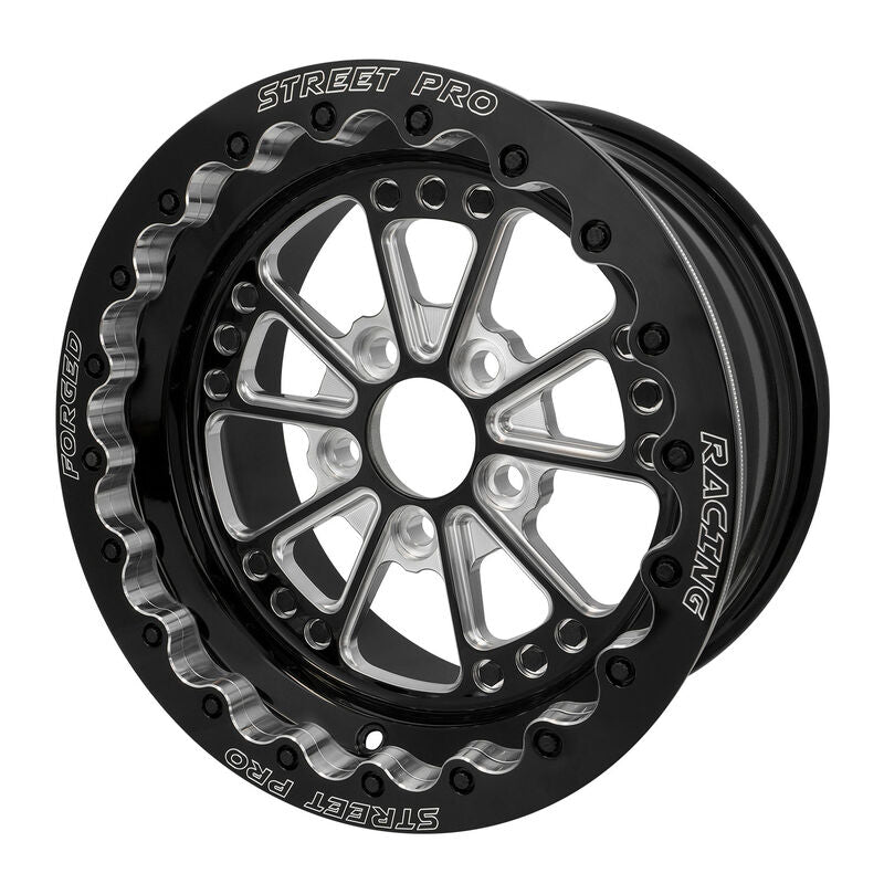 Street Pro 009 Series Forged Wheel, Rear Beadlock 15x8'' / 4.50'' Backspace (0) / 5x4.75" Bolt Circle Chevrolet, Gloss Black Milled - STP009-BL158001-BK STP009-BL158001-BK