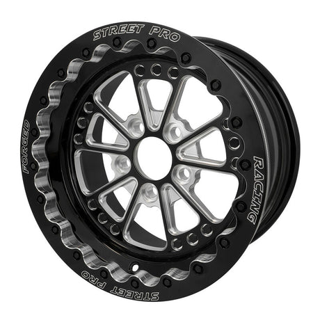 Street Pro 009 Series Forged Wheel, Rear Beadlock 15x8'' / 4.50'' Backspace (0) / 5x4.50" Bolt Circle Ford, Gloss Black Milled - STP009-BL158001F-BK STP009-BL158001F-BK
