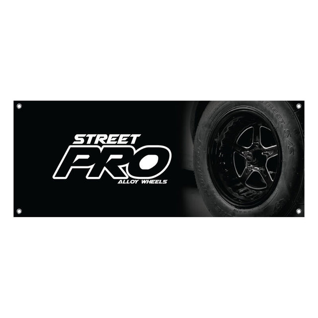 Street Pro Wheels Vinyl Banner 2500mm x 1000mm, Street Pro Logo, Each - STPBANNER25 STPBANNER25