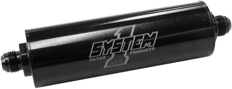System 1 Long Billet In-Line Fuel Filter, Black (SY202-202408-B)